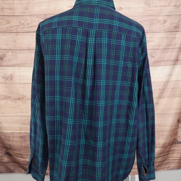 Chaps Shirt Mens 2XL Blue Green Plaid Easy Care Twill Long Sleeve Button Down - Picture 5 of 9
